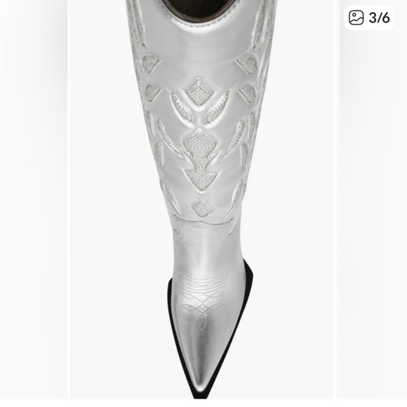 Steve Madden Metallic Silver Heeled Boots - Picture 2 of 4